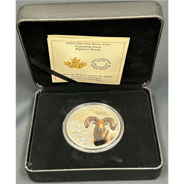 2020 Canada $30 Imposing Icons: Bighorn Sheep Fine Silver Coin (No Tax)
