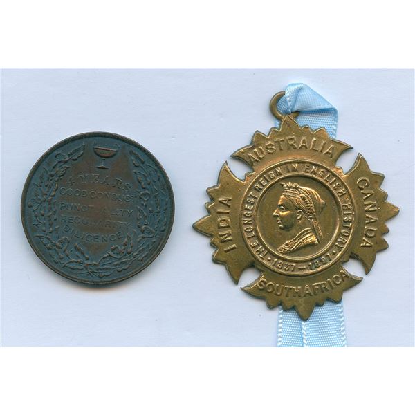 Toronto School Attendance & 1837-1897 Queen Victoria Medal -