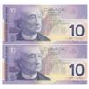 Image 2 : Bank of Canada $10, 2001 - Lot of 2 four digit radars