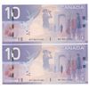 Image 1 : Bank of Canada $10, 2005 - Lot of 2 four digit radars