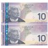 Image 2 : Bank of Canada $10, 2005 - Lot of 2 four digit radars