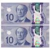 Image 2 : Bank of Canada $10, 2013 - Lot of 2 three digit radars