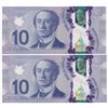 Image 2 : Bank of Canada $10, 2013 - Lot of 2 three digit radars