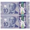 Image 2 : Bank of Canada $10, 2013 - Lot of 2 three digit radars