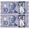 Image 2 : Bank of Canada $10, 2013 - Lot of 2 three digit radars