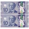 Image 2 : Bank of Canada $10, 2013 - Lot of 2 four digit radars