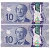Image 2 : Bank of Canada $10, 2013 - Lot of 2 four digit radars