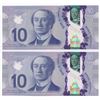 Image 2 : Bank of Canada $10, 2013 - Lot of 2 three & four digit radars