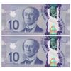 Image 2 : Bank of Canada $10, 2013 - Lot of 2 three digit radars