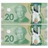 Image 2 : Bank of Canada $20, 2012 - Lot of 2 three digit radars