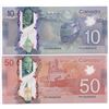 Image 1 : Bank of Canada $10 & $50, 2013 - Lot of 2 matching radars