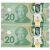 Image 2 : Bank of Canada $20, 2015 - Lot of 2 three digit radars