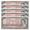 Image 1 : Bank of Canada $2, 1954 - Lot of 5 consecutives