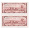 Image 2 : Bank of Canada $2, 1954 - Lot of 2 Consecutive Replacements