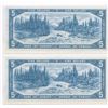 Image 2 : Bank of Canada $5, 1954 - Lot of 2 Consecutives