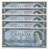 Image 1 : Bank of Canada $5, 1954 - Lot of 5 Consecutives