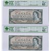 Image 1 : Bank of Canada $100, 1954 - Lot of 2 Consecutives