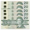 Image 2 : Bank of Canada $20, 1991 - Lot of 5 consecutives