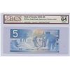 Image 1 : Bank of Canada $5, 2002 - AOB Replacement