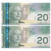 Image 2 : Bank of Canada $20, 2004 - Lot of 2 Consecutives