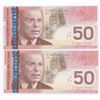 Image 2 : Bank of Canada $50, 2004 - Lot of 2 Consecutives