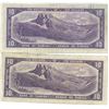 Image 3 : 2 - 1954 Canadian 10 dollar bills