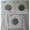 Image 2 : 1922, 23 & 24 Canadian five cent nickel coins