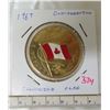 Image 1 : 1867 – 1967 Confederation medal with a colourized Flag. 37mm brass.