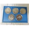 Image 2 : 1977 Set of 5 First Nations Trade Dollars from British Columbia. Housed in its original blue case.
