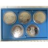 Image 4 : 1977 Set of 5 First Nations Trade Dollars from British Columbia. Housed in its original blue case.