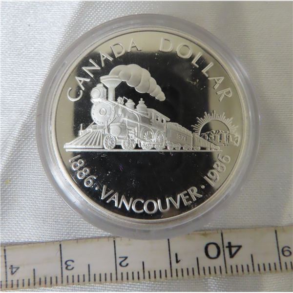 1986 Vancouver Centennial Silver Dollar. Proof with Ultra Heavy Cameo. Housed in its original Royal 