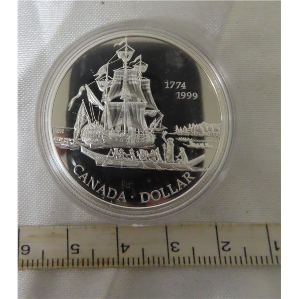 1999 Juan Perez/Queen Charlotte Island Silver Dollar. Sterling Silver. Proof with Ultra Heavy Cameo.