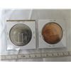 Image 2 : Lot of 2 Royal Canadian Mint medals. They depict the mints in Ottawa & Winnipeg and are in bronze & 