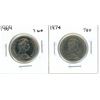 Image 1 : 1969 + 1974 Canadian 50 cents