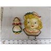 Image 1 : 2 vintage chalkware Dutch girls head wall hangings