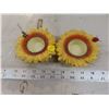 Image 1 : pair of sunflower tealight votive candle holders