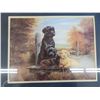 Image 2 : Picture black lab and puppies vintage dogs framed in wood ( 25"x21")