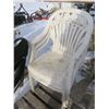 Image 3 : 3 plastic garden chairs, folding chair and vintage wooden chair