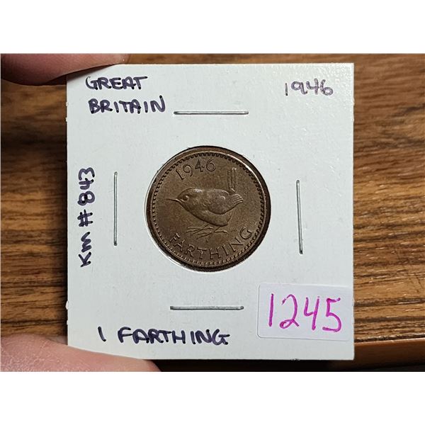 1946 Great Britain farthing coin