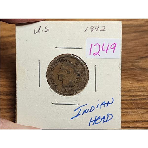 1892 USA Indian head, 1 cent coin