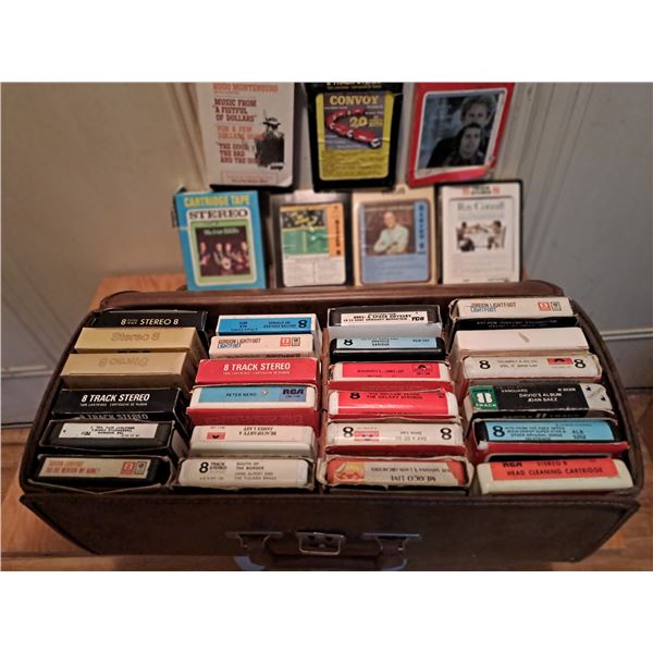 32 Vintage 8-Track tapes and case