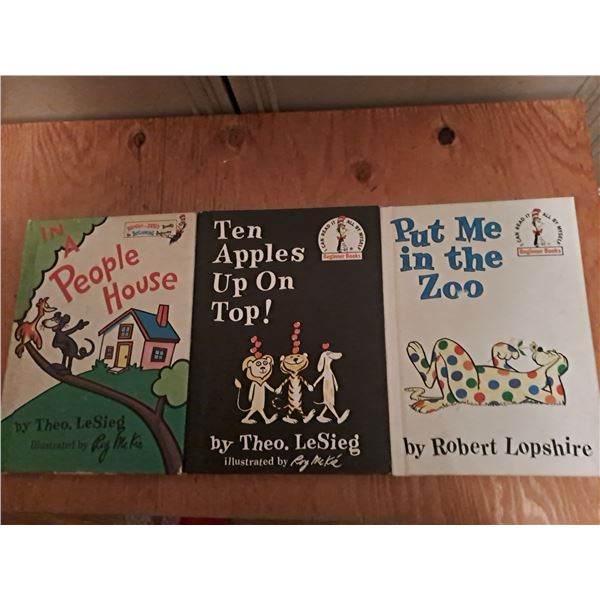 Vintage Bright and Early Books, In A People House,1972, and Ten Apples Up On Top, 1961, by Theo. LeS