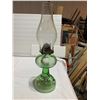 Image 1 : Uranium glass, coal oil lamp - w/ chimney