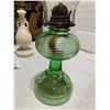 Image 2 : Uranium glass, coal oil lamp - w/ chimney