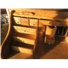 Image 6 : vintage double pedestal roll top desk - no key, some pieces loose - 60"x33"x50"H