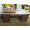 Image 1 : large secretary desk, glass top cracked - 78"x42"x30"H