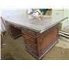 Image 4 : large secretary desk, glass top cracked - 78"x42"x30"H