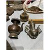 Image 1 : 3 Decorative items - 2 metal teapots and 1 container