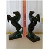 Image 1 : Blue Mountain Pottery - pair of 9 1/4" horses (dark olive green color)