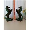 Image 2 : Blue Mountain Pottery - pair of 9 1/4" horses (dark olive green color)